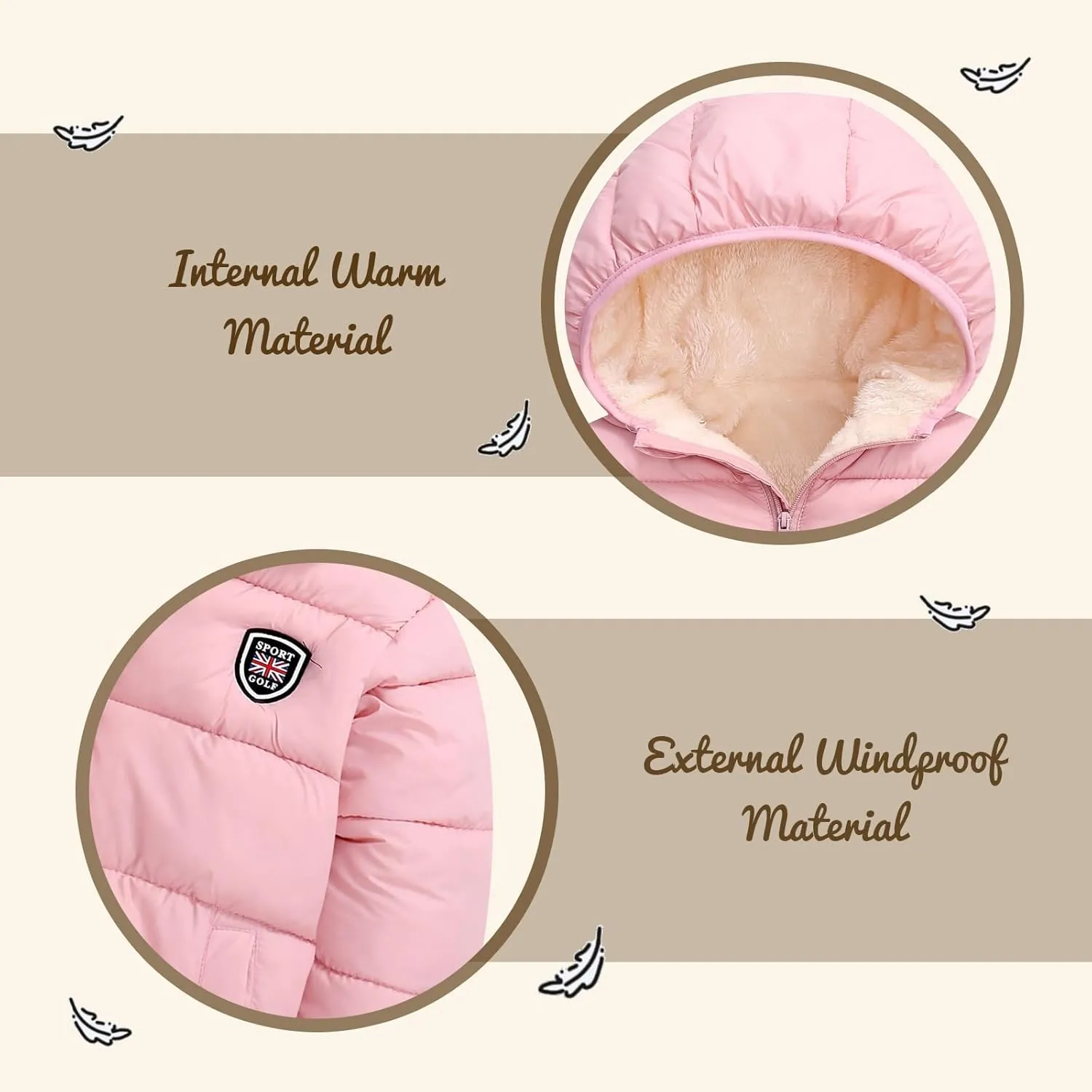 Winter Coats for Toddler Kids Infants Baby Boys Girls Light Puffer Warm Thick Hooded Down Jacket for 2-7 Years