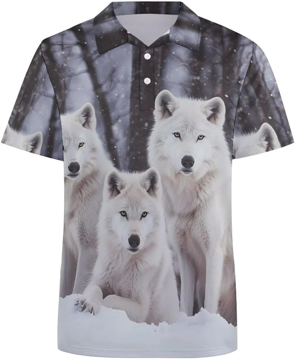 Wolfs in The Snow Mens Polo Shirts Quick Dry Short Sleeve T-shirts Slim Tennis Collared Tees Tops