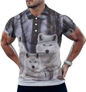 Wolfs in The Snow Mens Polo Shirts Quick Dry Short Sleeve T-shirts Slim Tennis Collared Tees Tops
