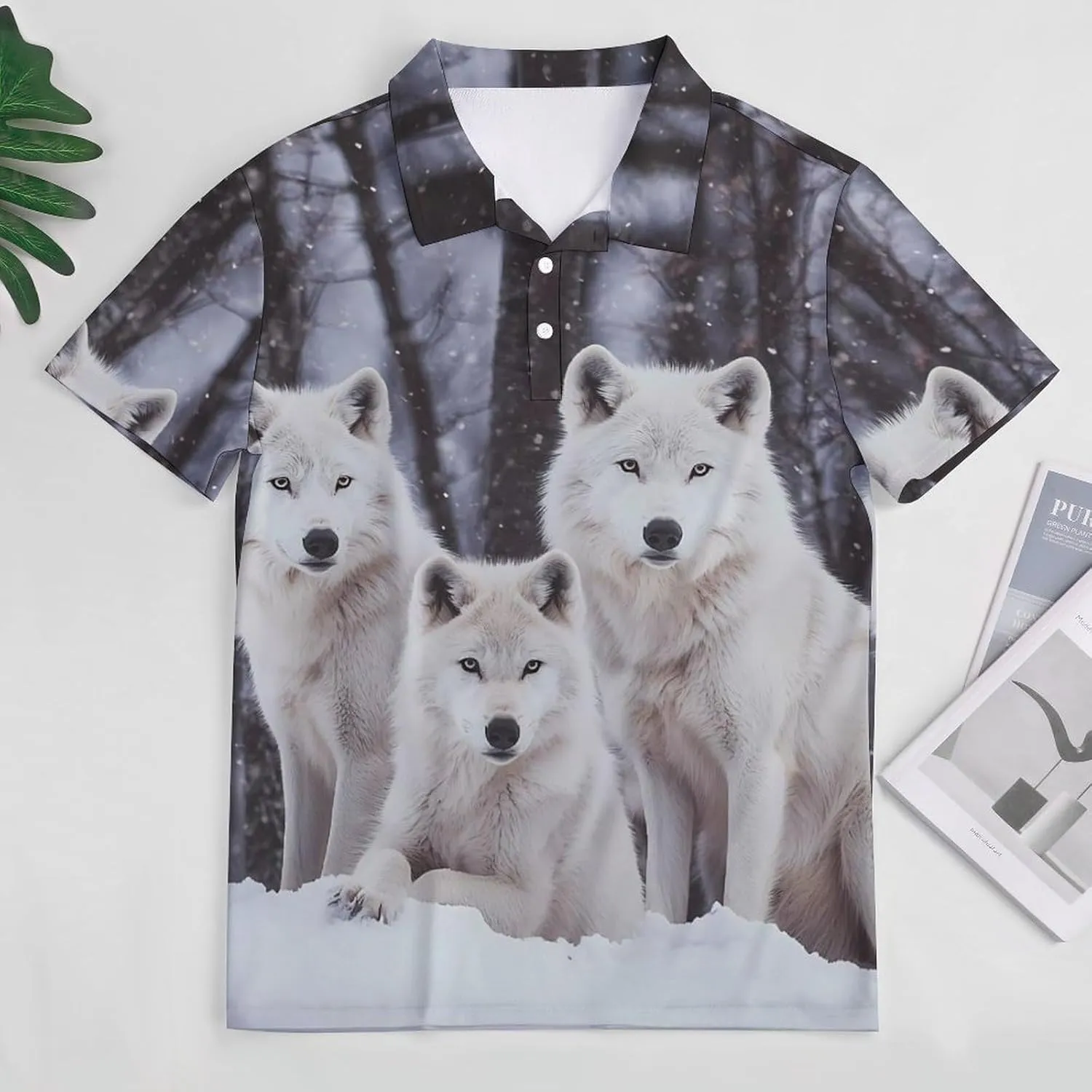 Wolfs in The Snow Mens Polo Shirts Quick Dry Short Sleeve T-shirts Slim Tennis Collared Tees Tops