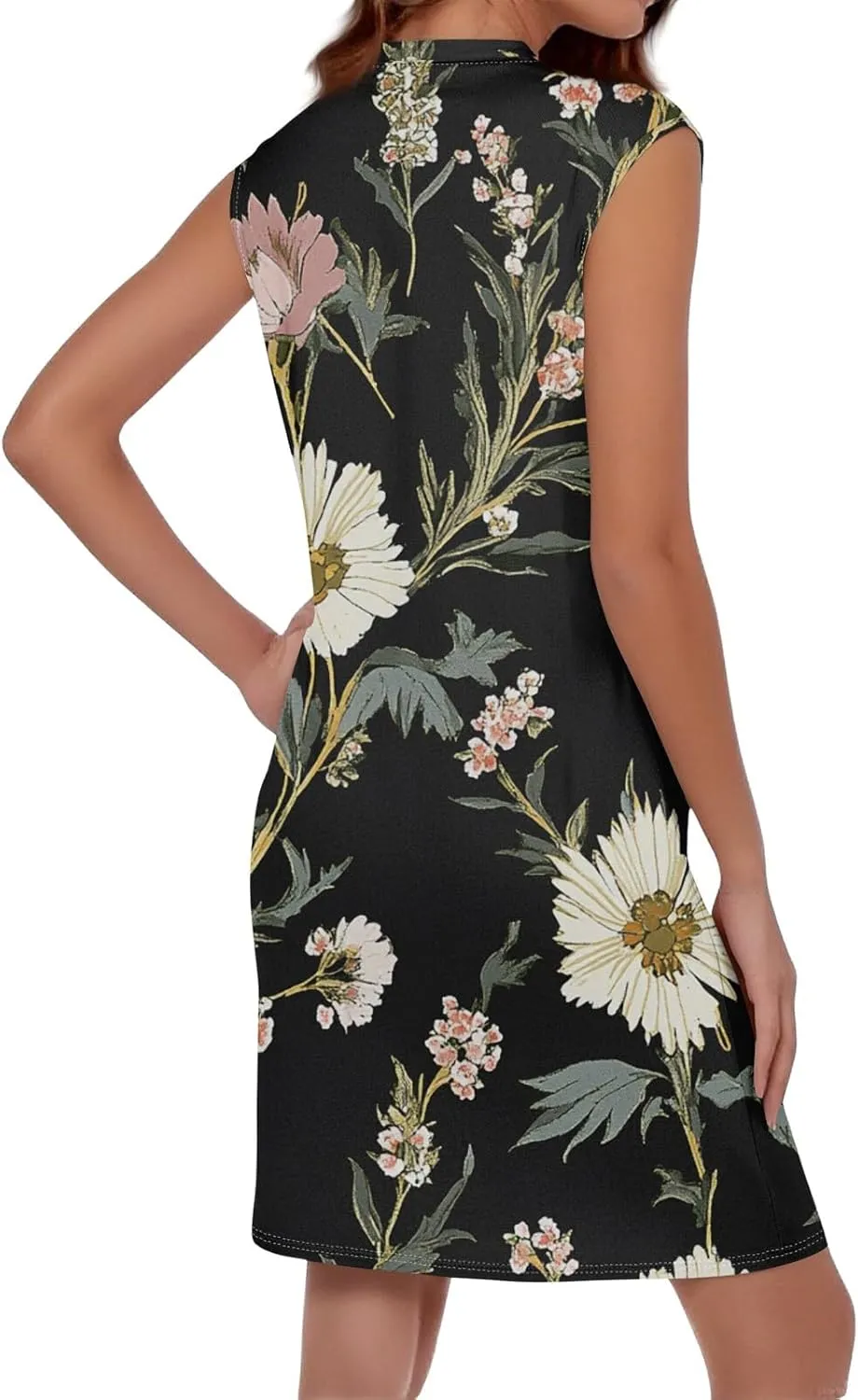 Womens Casual Loose Beach Pockets Dress Printed Crew Neck Sleeveless Sundress Vacation 2025 Summer Mini Dresses