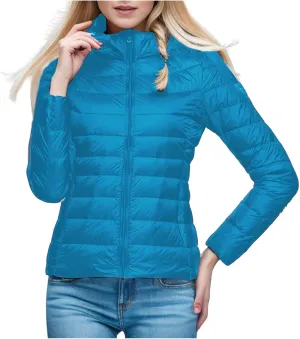 Women's Packable Ultra Coat Light Weight Short Down Jackets Solid Color Jacket Windproof Zip Up
