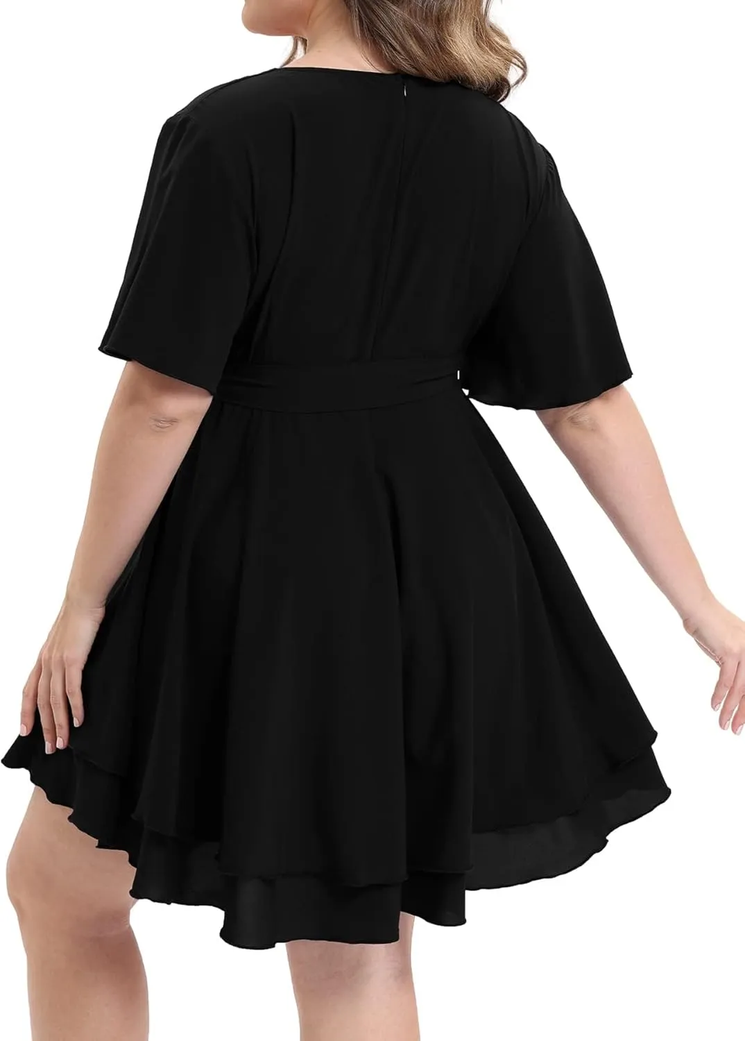 Womens Plus Size Dress Summer Short Sleeve V Neck Wrap Dress Casual Dressy Cocktail Party Mini Dresses