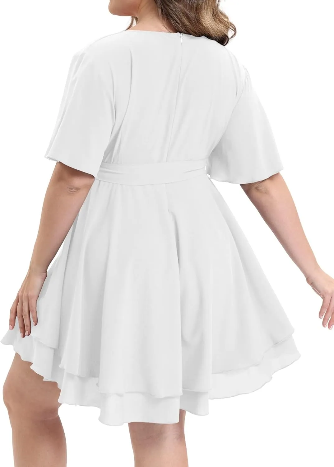 Womens Plus Size Dress Summer Short Sleeve V Neck Wrap Dress Casual Dressy Cocktail Party Mini Dresses