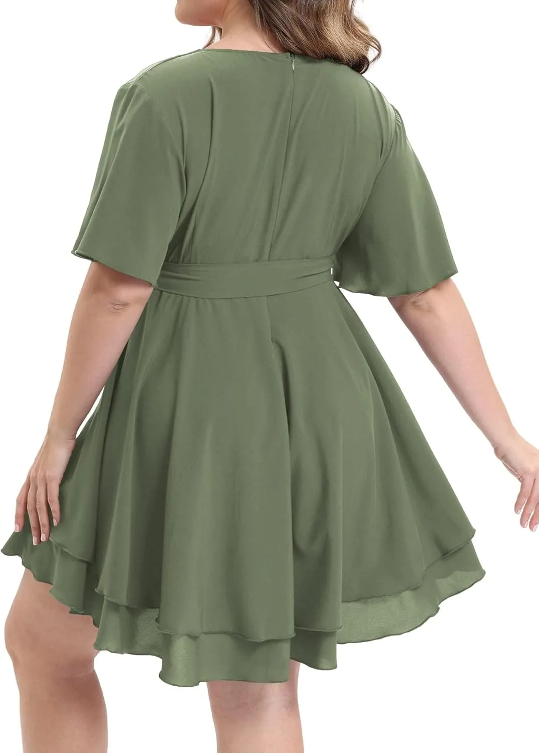 Womens Plus Size Dress Summer Short Sleeve V Neck Wrap Dress Casual Dressy Cocktail Party Mini Dresses