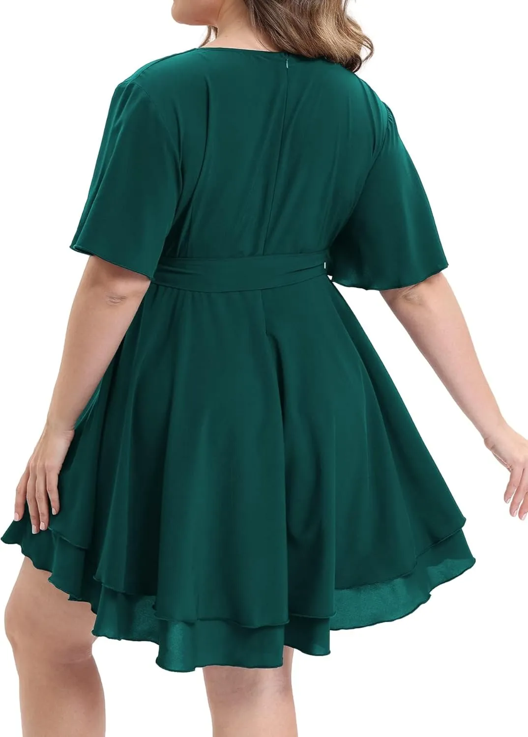 Womens Plus Size Dress Summer Short Sleeve V Neck Wrap Dress Casual Dressy Cocktail Party Mini Dresses