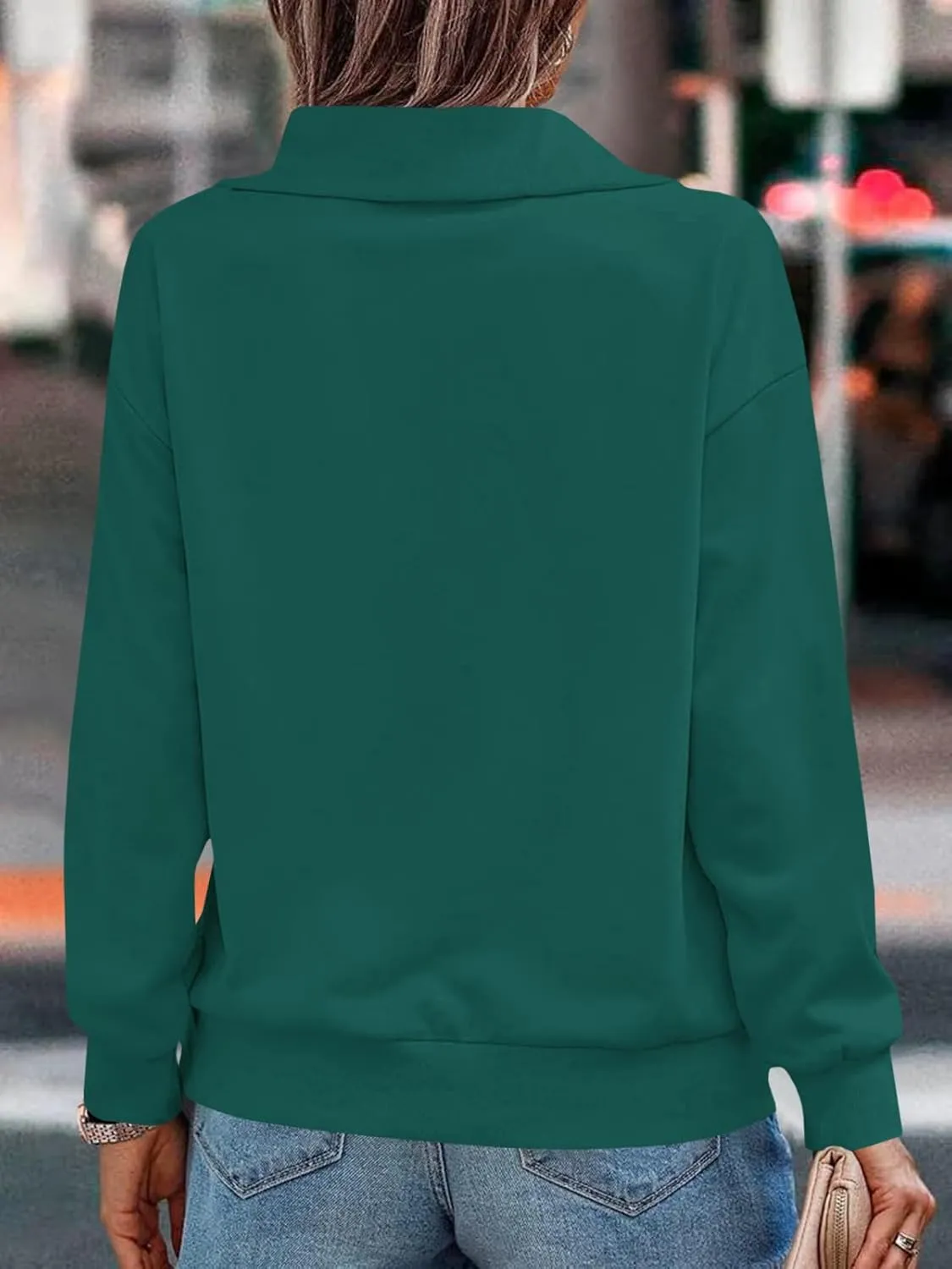 Womens Zipper Sweatshirt Turtleneck Long Sleeve Pullover Casual Loose Sweatshirts Top T Shirts