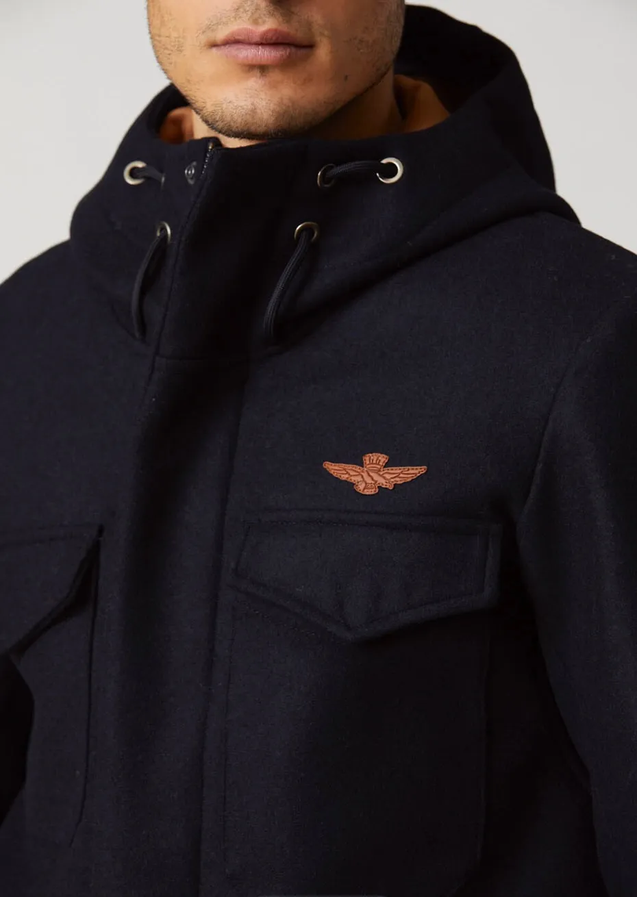 Woolen coat with hood