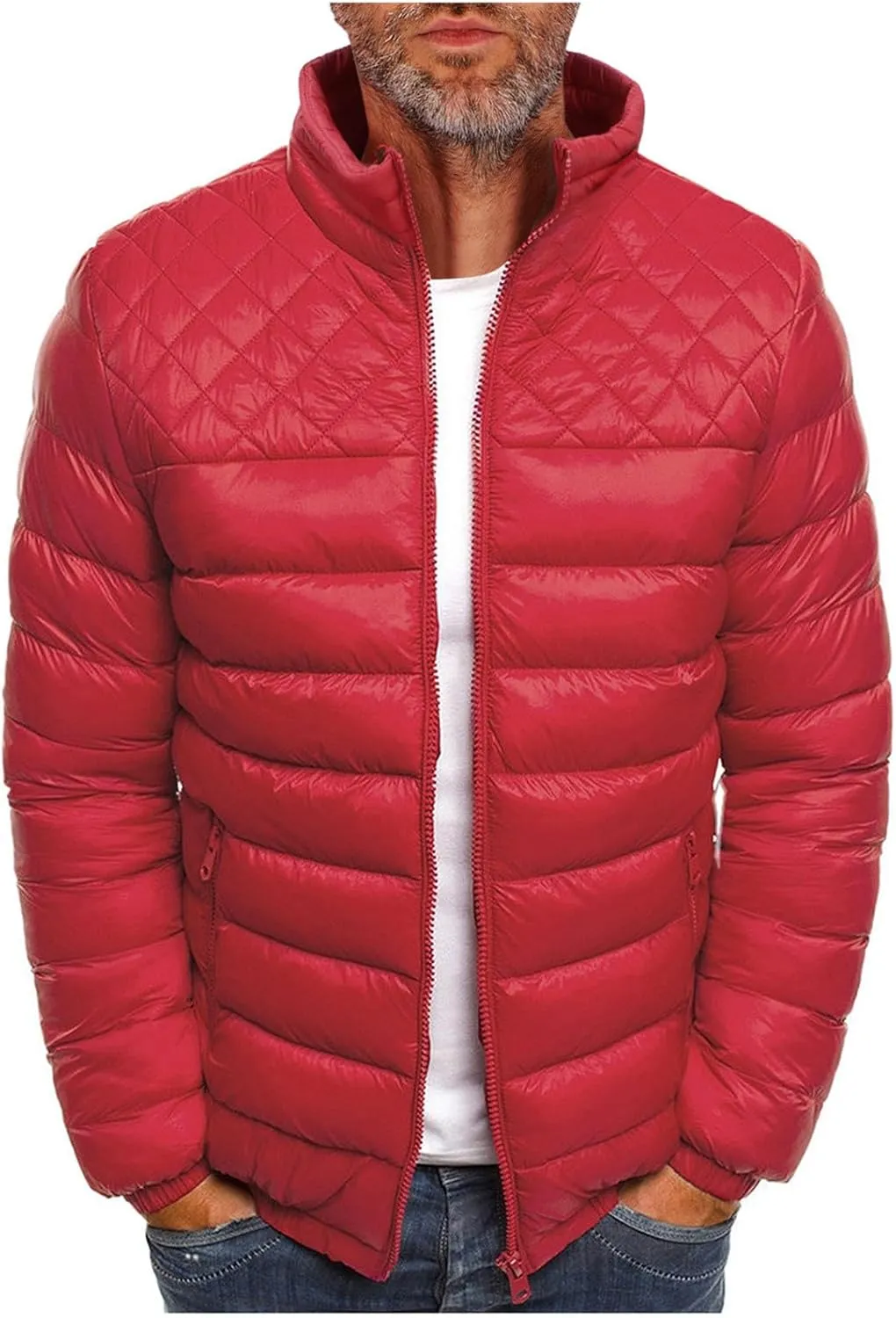 Ymosrh Mens Waterproof Jacket Men's Autumn Winter Zipper Warm Down Jacket Packable Light Coat Jackets for Men