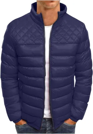 Ymosrh Mens Waterproof Jacket Men's Autumn Winter Zipper Warm Down Jacket Packable Light Coat Jackets for Men