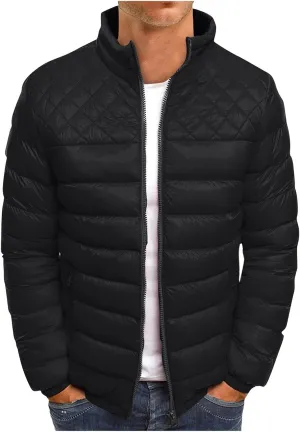 Ymosrh Mens Waterproof Jacket Men's Autumn Winter Zipper Warm Down Jacket Packable Light Coat Jackets for Men