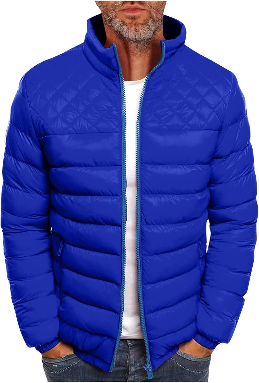 Ymosrh Mens Waterproof Jacket Men's Autumn Winter Zipper Warm Down Jacket Packable Light Coat Jackets for Men