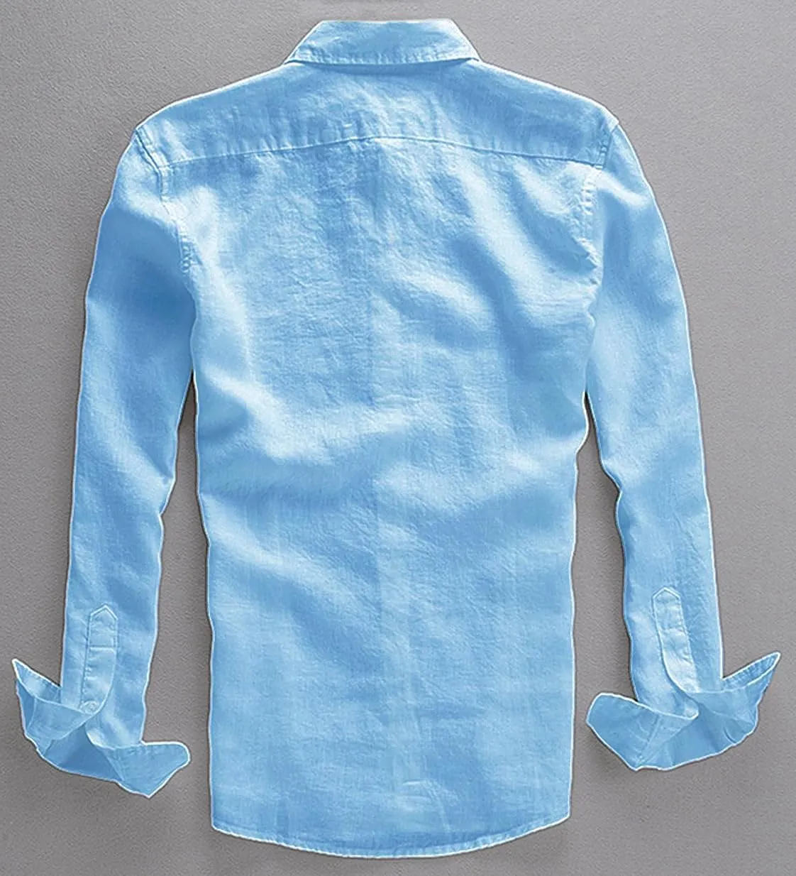 Youhan Men's Long Sleeve Fitted Linen Shirt